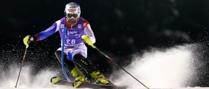 Vogel of Switzerland clears a gate during the first run in the men's World Cup slalom race in Madonna di Campiglio
